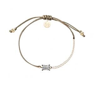 NEW ADRIANA PAPPAS women's cz emerald cut bracelet on colored cord in cappuccino